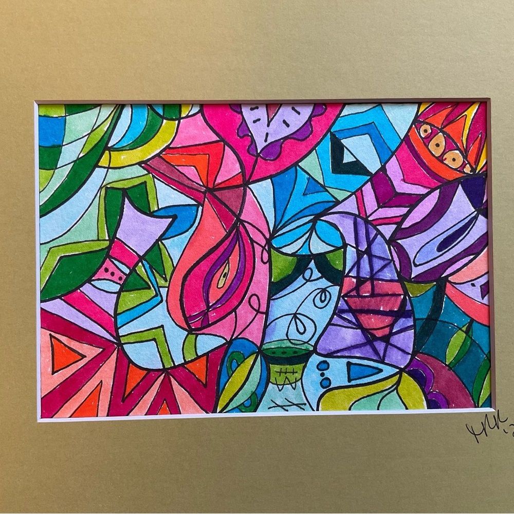 Original Intuitive Abstract Drawing with mat - Picture 2 of 3
